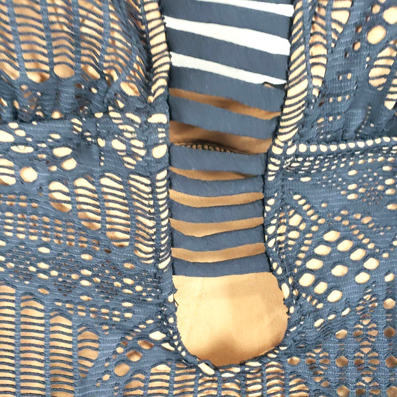 NEW!! Mossimo SIZE S Lace Crochet Overlay Halter One Piece Swimsuit Black Cute - Picture 7 of 12